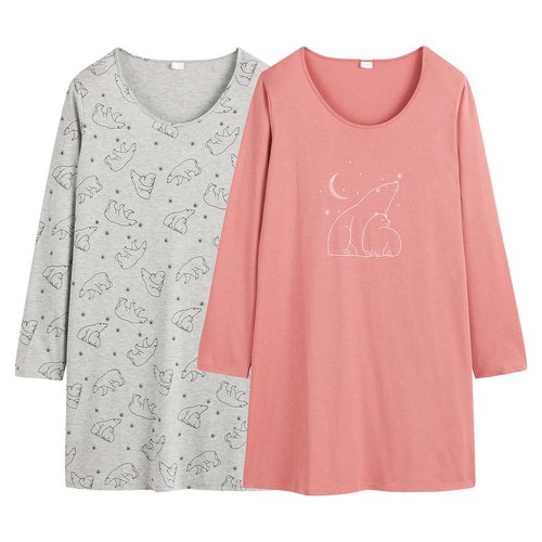 Pack of 2 nightshirts with long sleeves grey marl pink So home La Redoute