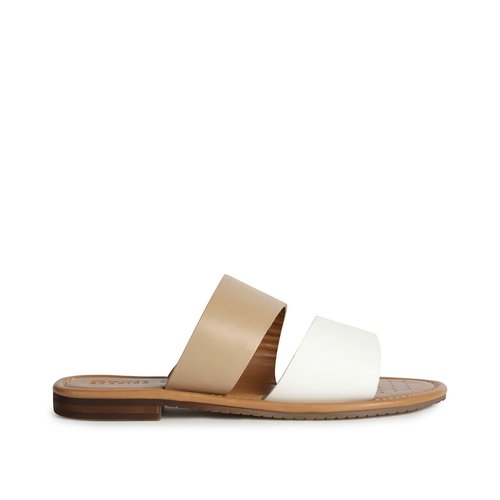 Flache pantoletten sozy atmungsaktiv beige weiss Geox La Redoute