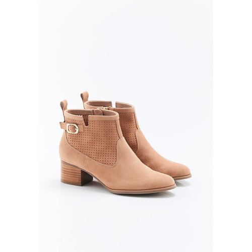 Bottines dessus croute de cuir perforee marron camel Damart La Redoute
