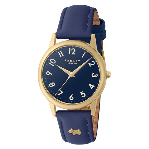 Gold plated ink leather strap watch ink blue Radley London La Redoute