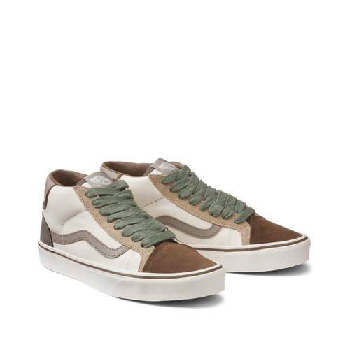Mid skool leather trainers white brown Vans La Redoute