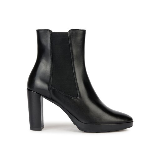 Walk pleasure chelsea boots in leather with high heels black Geox La Redoute