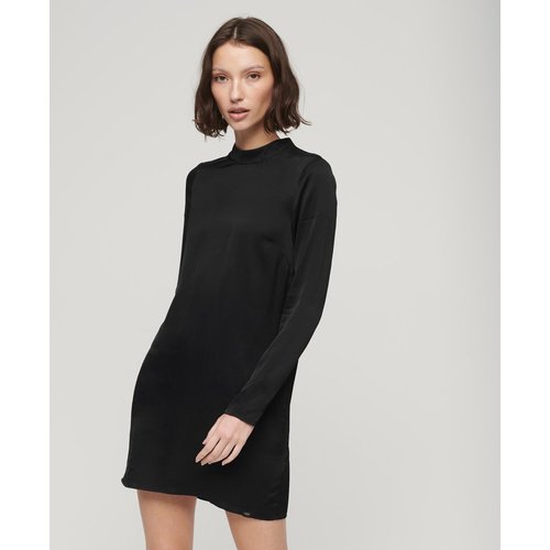Robe courte en satin a col montant