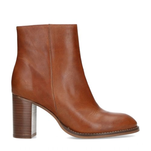 Bottines en cuir a talon cognac Sacha La Redoute