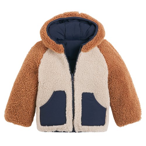 Reversible hooded padded jacket navy blue camel La Redoute Collections La Redoute