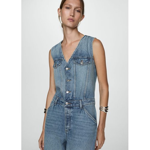 Mango denim jumpsuit deals