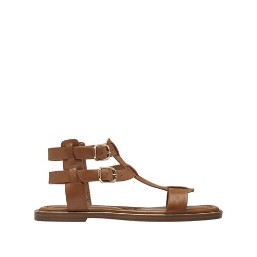 Sandales plates en cuir Tamaris cognac La Redoute