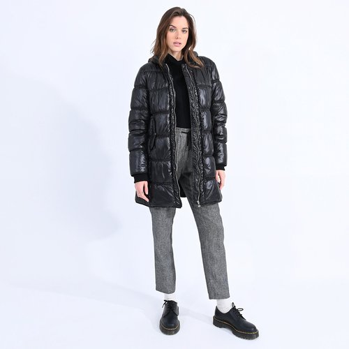 Doudoune mi longue zippee a capuche Molly Bracken noir La Redoute