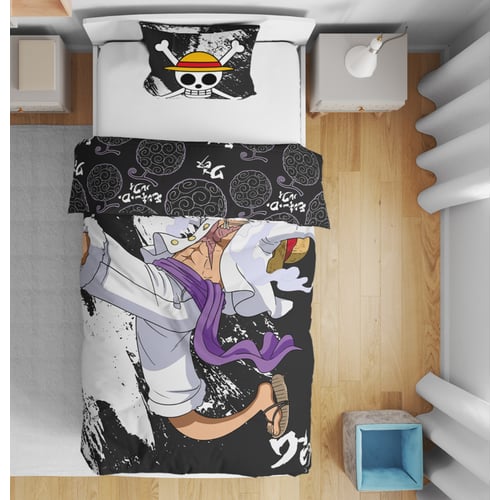 Parure De Lit Enfant One Piece 2 Pièces - Housse Couette Réversible 140x200 Cm + Taie D'oreiller 63x63 Cm - Tissu Certifié Oeko-Tex - 1