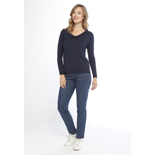 Pull collerette en laine francais B.SOLFIN Fabrique en France 100 LAINE FINE MERINOS