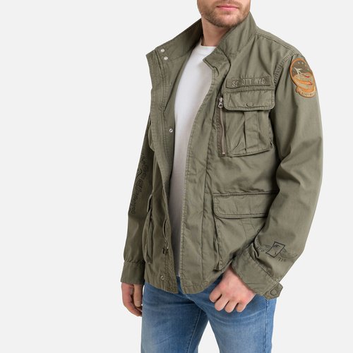 M 1941 cotton military parka with badges and zip fastening khaki green Schott La Redoute