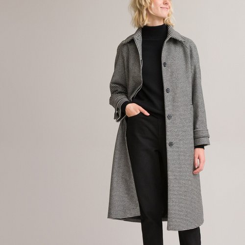 Manteau drap de laine fabrique en france carreaux gris La Redoute Collections La Redoute