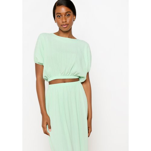 Blouse cropped avec elastique vert menthe Lolaliza La Redoute