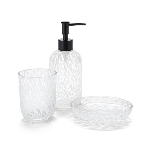 Set Accessori Bagno In Vetro 5 Pezzi - Portasapone, Dispenser, Portaspazzolino E Barattoli - Decorazione Regalo Moderna Retrò