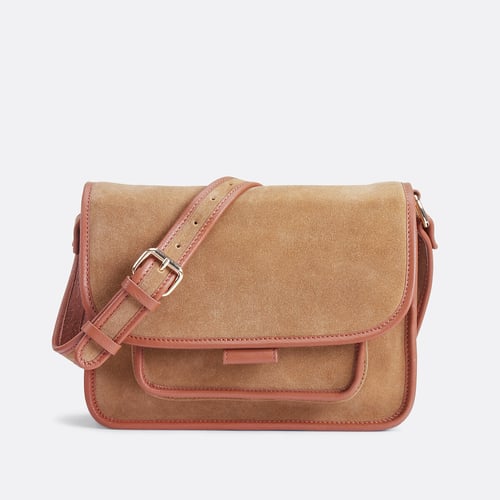 Sac Besace En Cuir Heyraud - Marron Tricolore, Occasion En Bon état Avec Traces D'usure