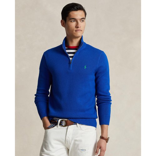 Cotton half zip jumper with logo embroidery electric blue Polo Ralph Lauren La Redoute