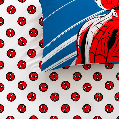 Parure De Lit Spiderman 140x200 Cm + Taie 63x63 Cm - 100% Coton, Réversible - Pour Enfant, Chambre à Thème, Literie Confortable - 6