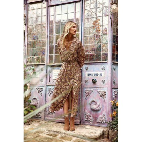 Robe longue motif doré discount