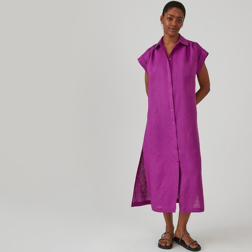 Linen midi shirt dress 2025