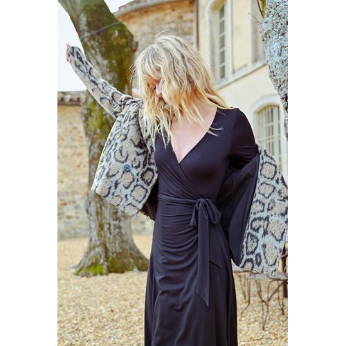 Longue robe portefeuille noir Molly Bracken La Redoute