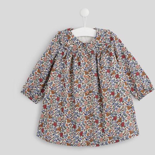 Robe manches longues col claudine imprimee en coton bio naturel Bout chou La Redoute