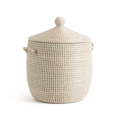 Natala 45cm high basket with lid natural La Redoute Interieurs La Redoute