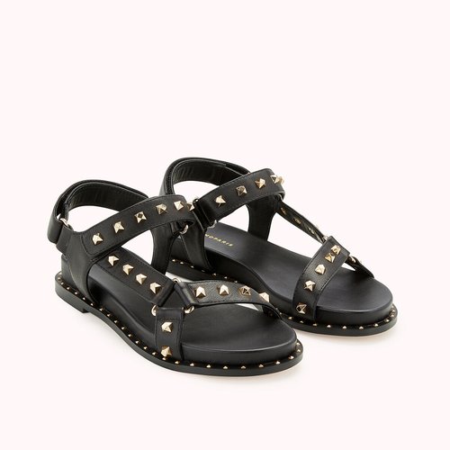 Sandales plates en cuir hinata Cosmoparis noir La Redoute