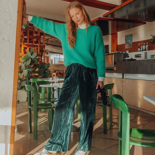 Pantalon large en velours