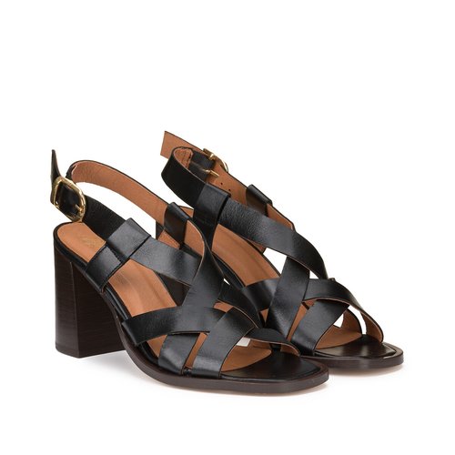 Sandaletten mit breitem absatz leder schwarz La Redoute Collections La Redoute