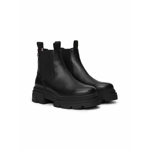 Leather chelsea boots black Tommy Hilfiger La Redoute