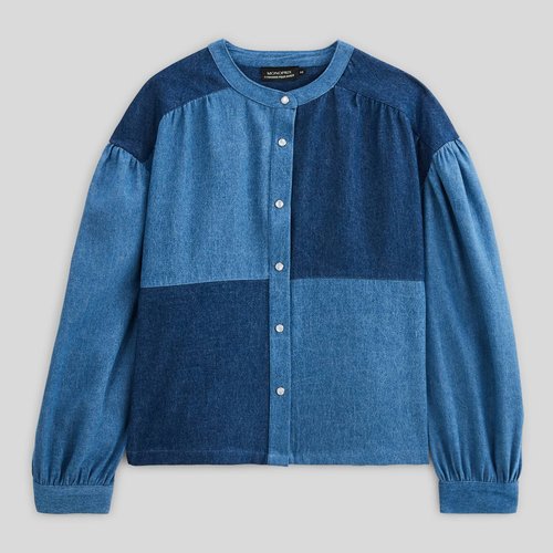 Chemise en coton effet patchwork blue denim Monoprix La Redoute