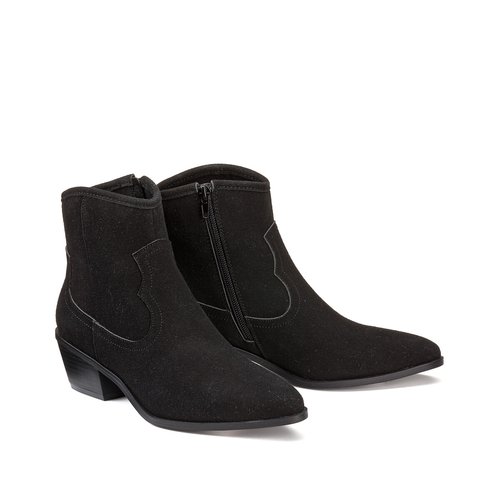 Boots santiag suedee a talon biseaute