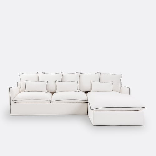 Copridivano Angolare In Ciniglia Boho Con Nappe - Antimacchia, Antirughe, Per Divani A L, Misure Fino A 230x380 Cm