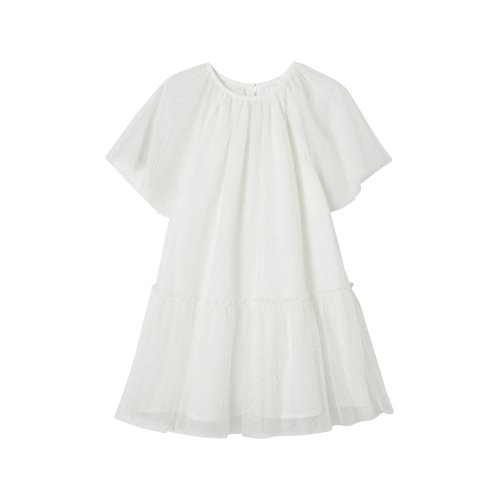 Robe ceremonie en tulle a paillettes manches papillon ecru Vertbaudet La Redoute