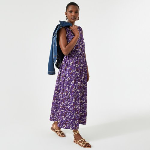 Floral full maxi dress purple floral print Anne Weyburn La Redoute