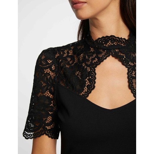 T shirt collo alto maniche corte nero Morgan La Redoute