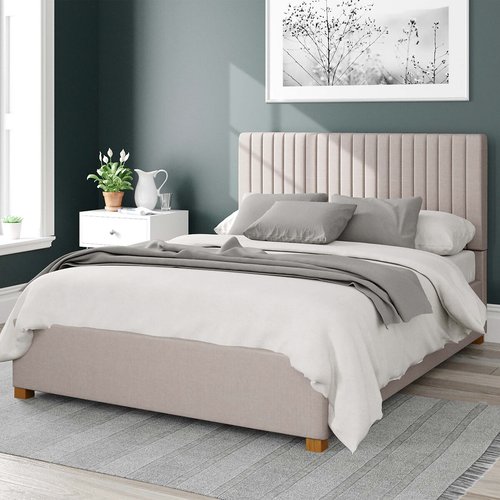 Grant linen storage ottoman bed with vertical upholstered headboard Aspire La Redoute