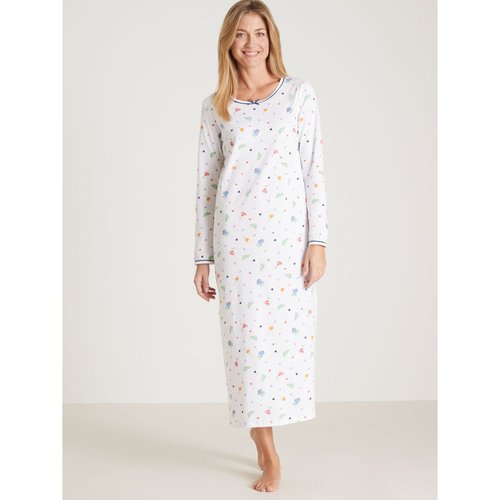 Lot de 2 chemises de nuit longues coton marine imprime blanc Daxon La Redoute
