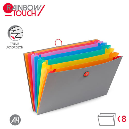 Trieur A4 12 Compartiments Viquel Rainbow Touch Gris - 25 X 31 X 2 Cm - Classement Pratique Et Élégant