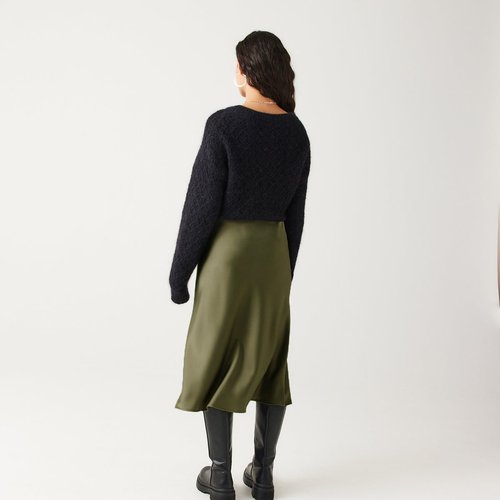 Jupe midi en satin