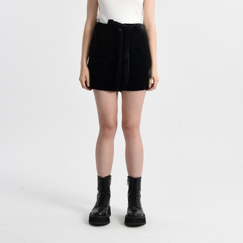 Short en velours a strass avec ceinture a nouer Lili Sidonio noir La Redoute