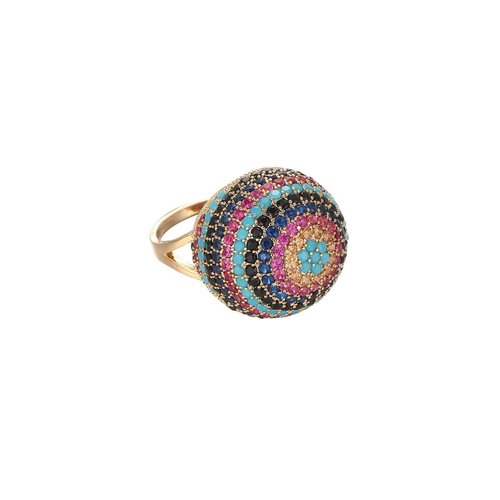 Bague doree a l or fin et zircons dome or Hipanema La Redoute