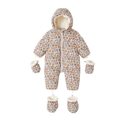 Combi pilote fleurie doublee polaire beige clair imprime Vertbaudet La Redoute