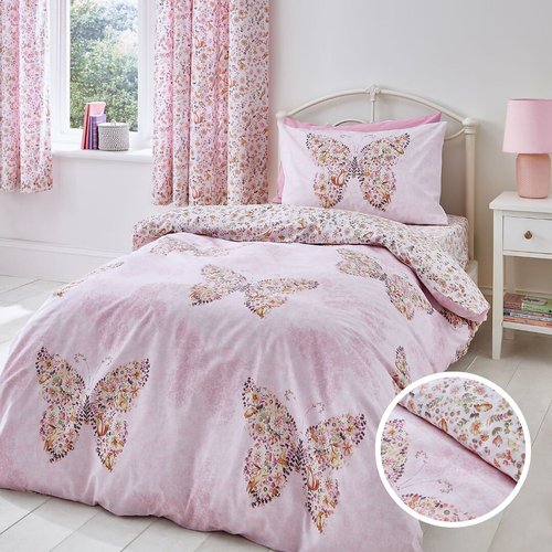 Enchanted butterfly kids fitted sheet pink Catherine Lansfield La Redoute