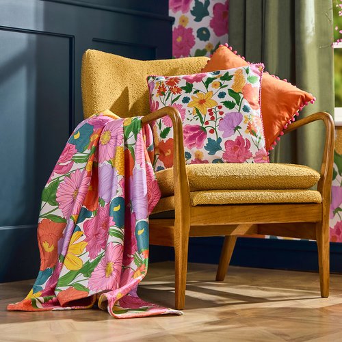La fleur bloom velvet and fleece throw multi coloured La Redoute Interieurs X Roisin Quinn La Redoute