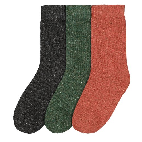 Lot de 3 paires de chaussettes unies chaudes gris anthracite vert granit La Redoute Collections La Redoute