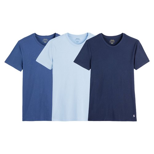 Pack of 3 T Shirts with Crew Neck in Cotton