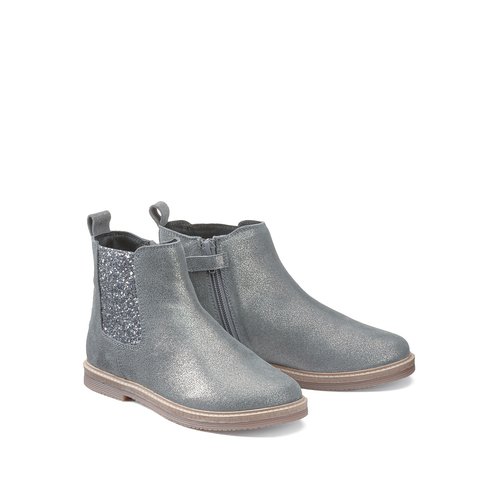 Kids leather chelsea boots silver coloured La Redoute Collections La Redoute