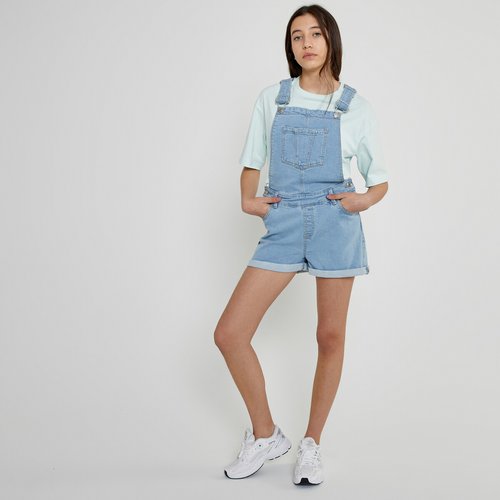 Salopette corta in denim double stone La Redoute Collections La Redoute