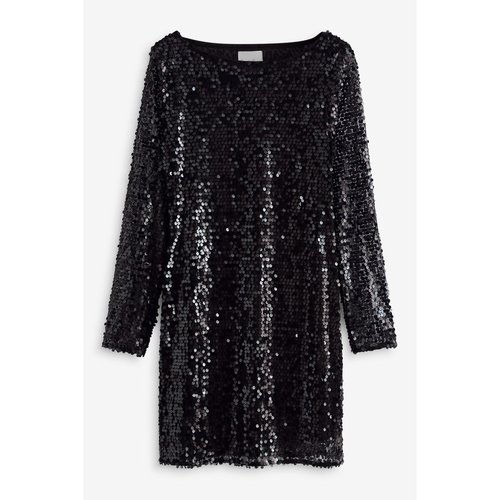 Mini robe manches longues a sequins noir a sequins Next La Redoute